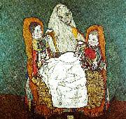 Egon Schiele kvinna med tva barn France oil painting artist
